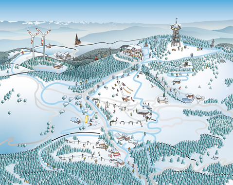 Panorama-Zeichnung, Illustration von Andreas Schaps